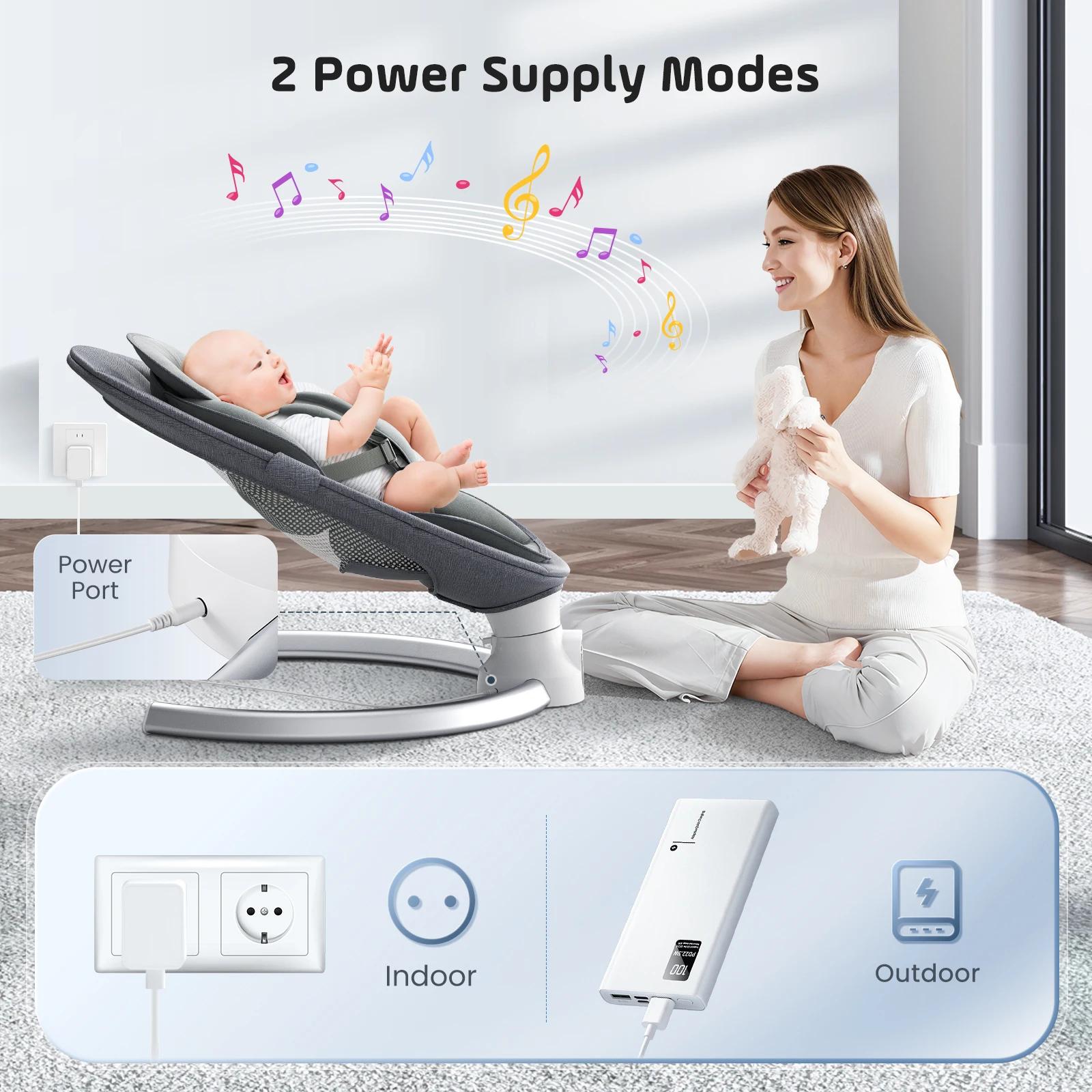 Chaise vide-bébé Bluetooth électrique 5 vitesses avec télécommande et applications musicales pour bébé