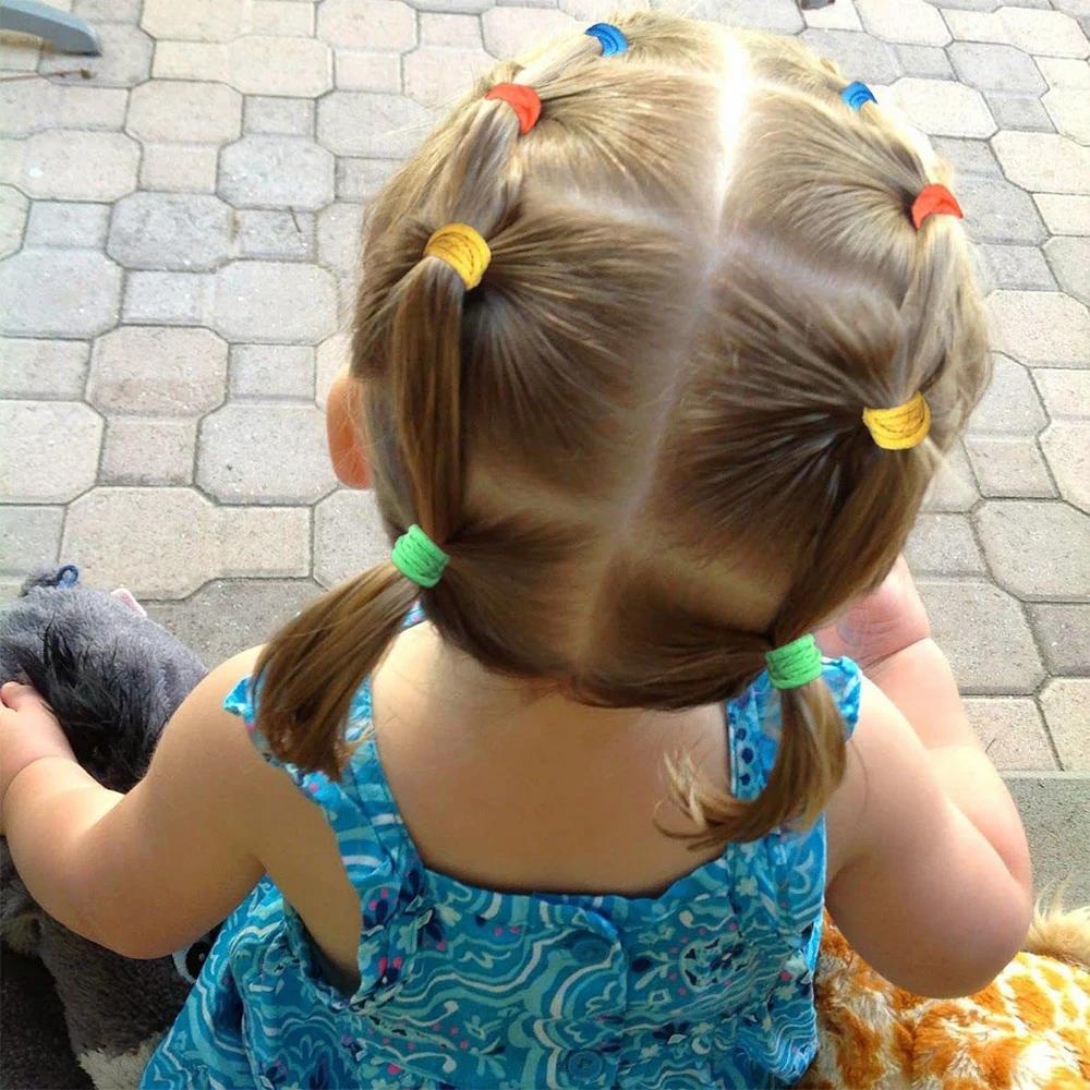 200 pièces enfants élastique élastique filles bandes de cheveux enfants couleur bonbon élastique pou