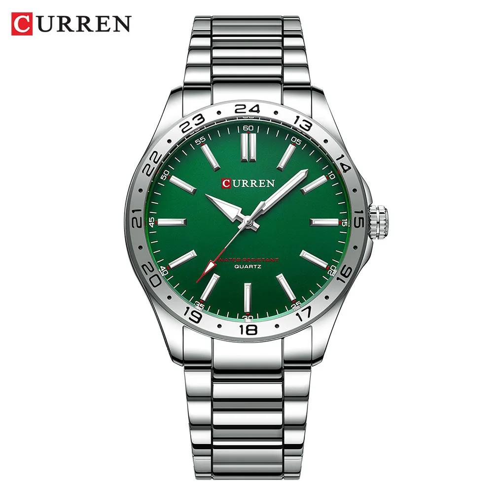 CURREN 8452 hommes montre à Quartz Simple mode loisirs affaires horloge noir argenté bracelet en aci