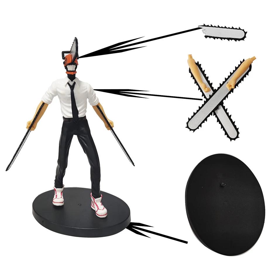Anime tronçonneuse homme Figure 2 pièces ensemble Denji Action Figural 14-17 cm voiture décoration p