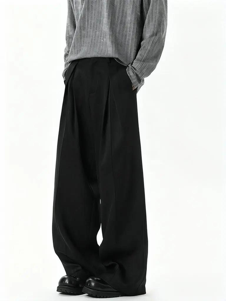 Pantalon décontracté streetwear à jambe large pour homme, style Harajuku, coupe évasée, noir, de hau