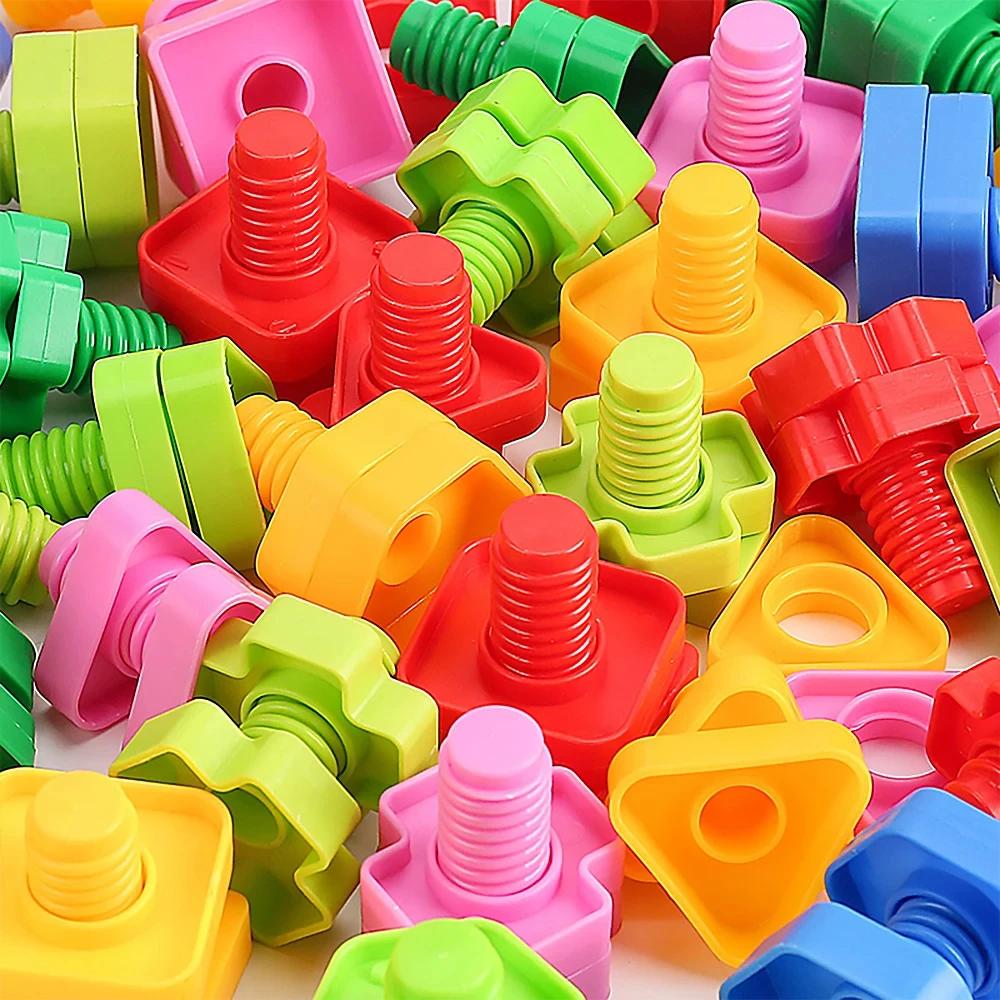 Ensemble de blocs de construction à vis, Puzzle en mosaïque créative, jouets pour enfants, insertion