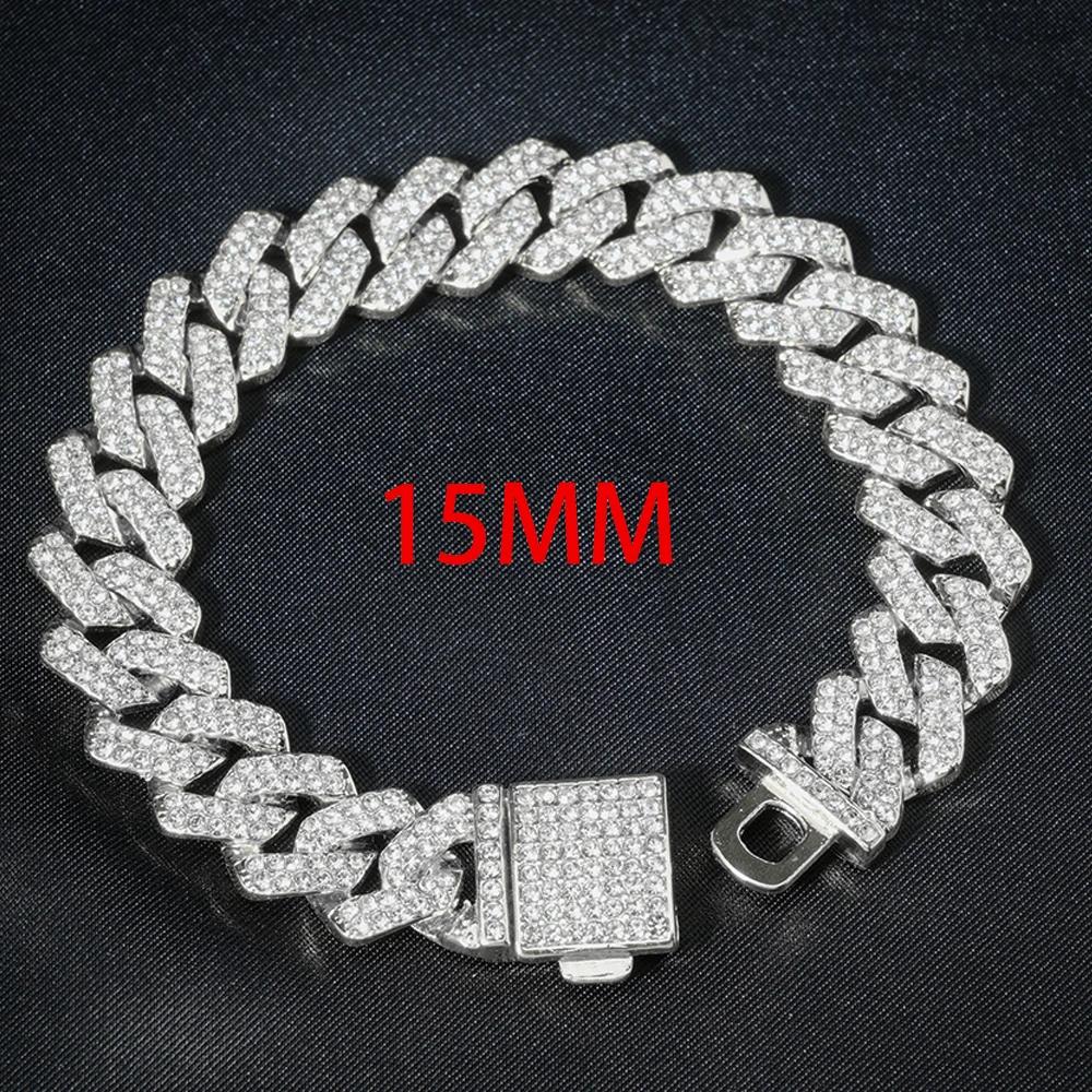 Montre à chaîne cubaine pour hommes, 3 pièces, Hip Hop Miami, bordure glacée, pavé de strass, rappeu