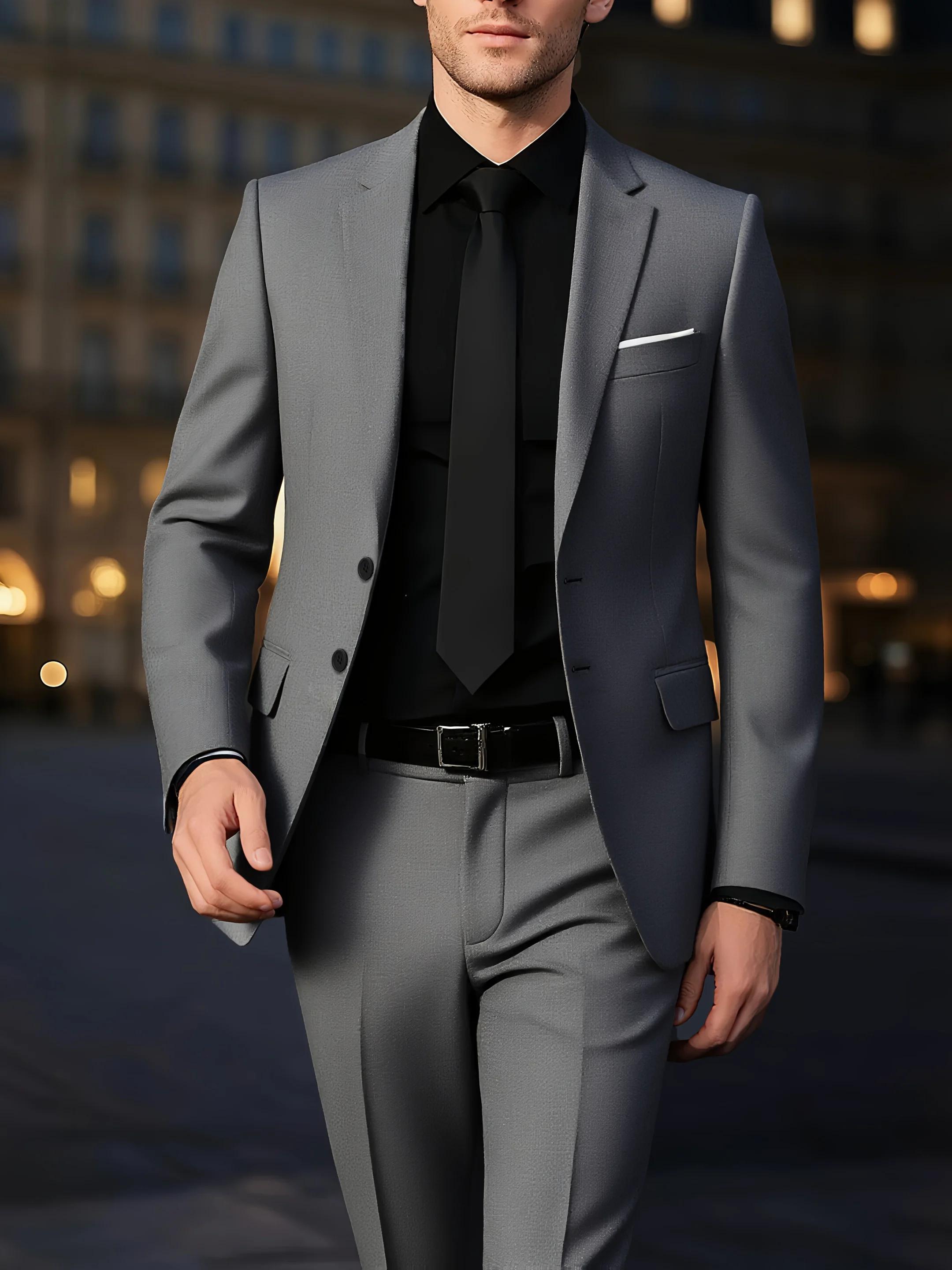 Ensemble de costume 2 pièces bordeaux pour homme (blazer + pantalon uniquement, gilet non inclus), v