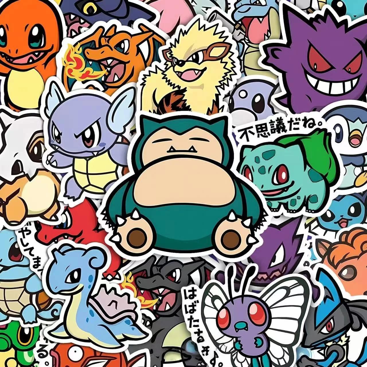 56 pièces mignon Anime Pokemon autocollants dessin animé Pikachu scellage décoration bricolage ordin
