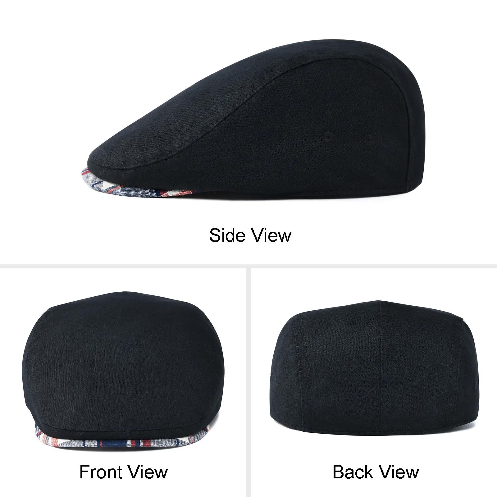 Jangoul hommes casquette plate doux Vintage lin chapeaux décontracté rétro gavroche chapeau béret po