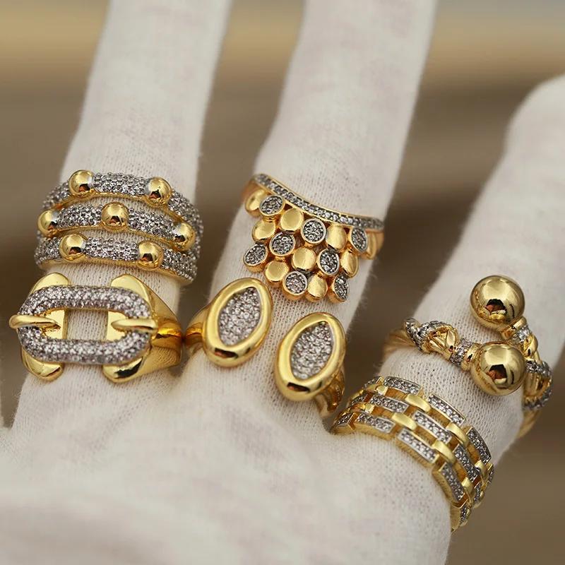 Nouveaux accessoires de vue zircone perles métalliques anneaux ouverts pour les femmes de luxe crist