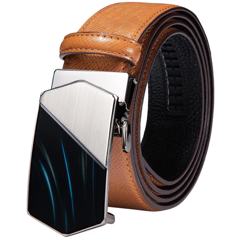 Hi-Tie hommes Orange marron ceinture pour jean nouveau jaune vert bleu cuir jean ceintures mode Cowb