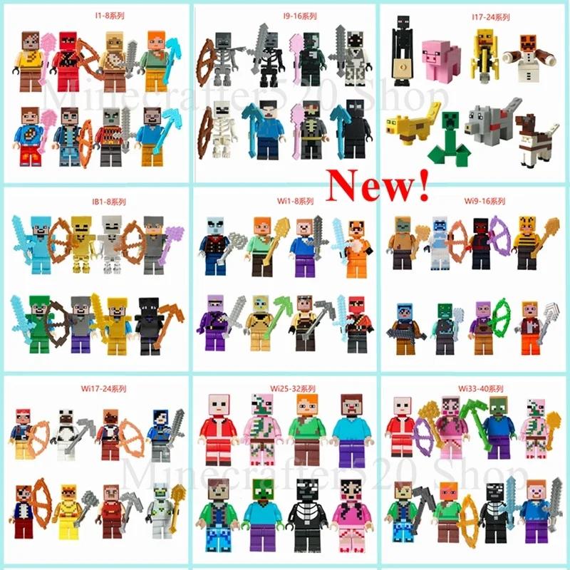 8 pièces/lot Minecrafte Creeper petits blocs de construction EnderDragon bricolage Steve Cube squele