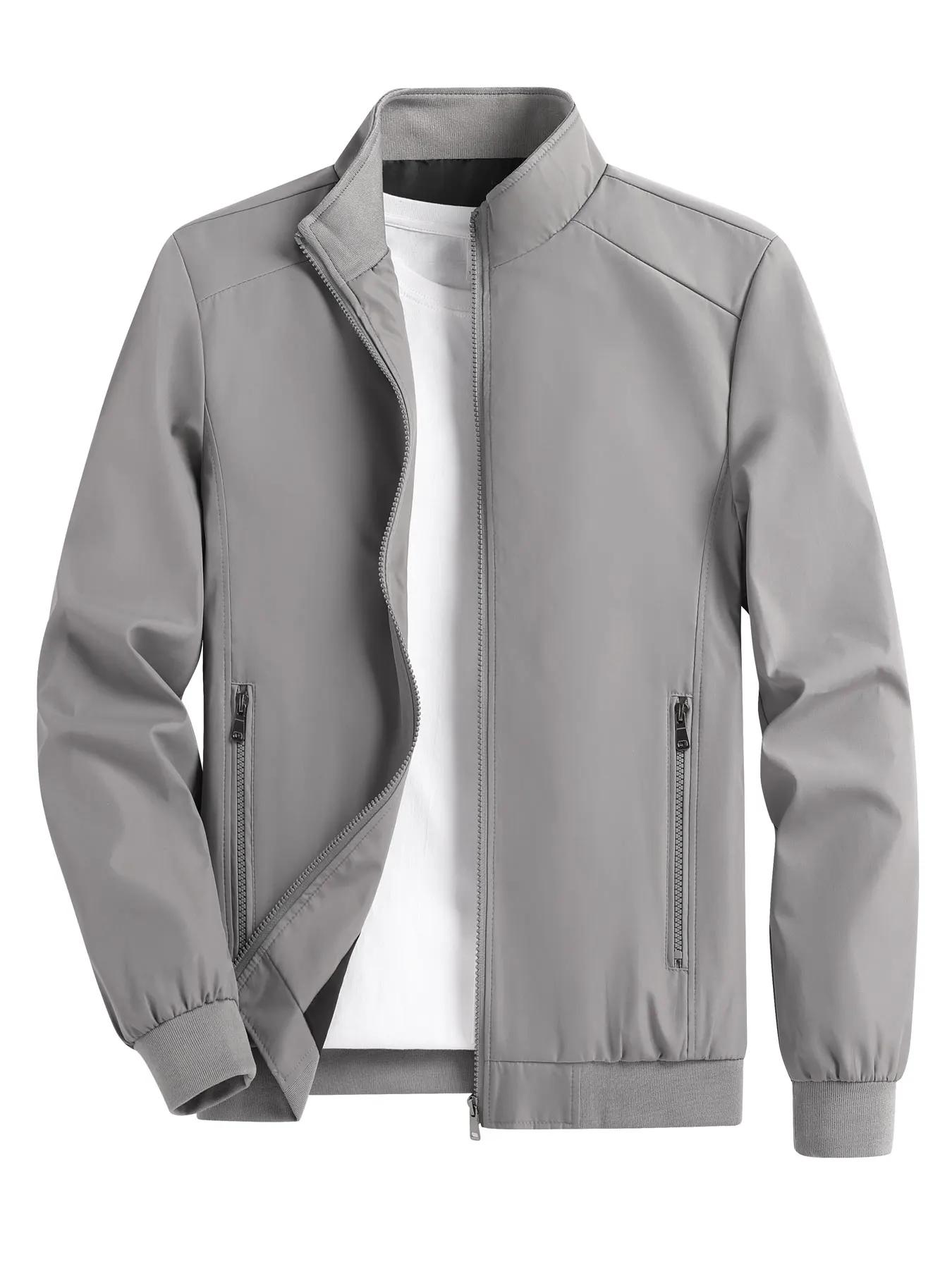 Veste Cardigan fine et décontractée pour hommes, couleur unie, col montant, pour Sports de plein air