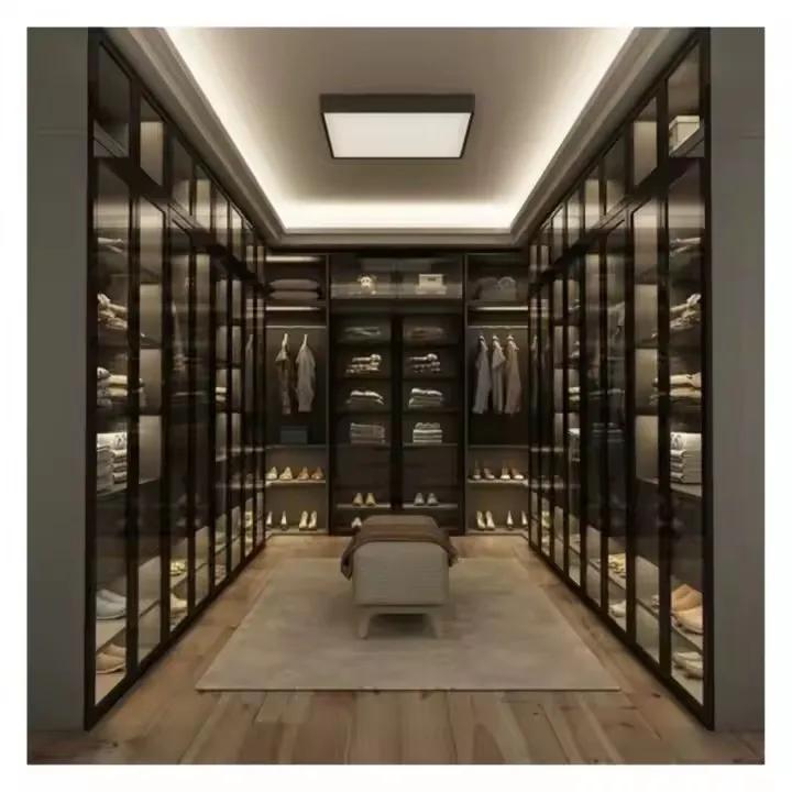 Système de dressing moderne sur mesure, design de garde-robe en bois pour mobilier de dressing