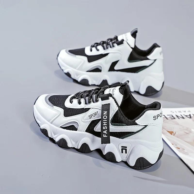 CINESSD 2026 Baskets tendance à plateforme en maille, chaussures en cuir respirantes, décontractées,