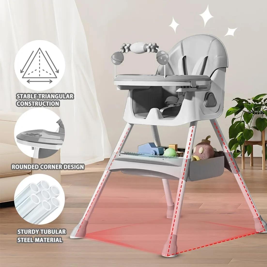 Chaise haute 3 en 1, chaises de salle à manger portables pliables pour bébé, chaise haute convertibl