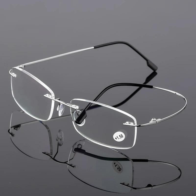 Lunettes de lecture sans monture en titane à mémoire de forme pour hommes et femmes, ultralégères, p