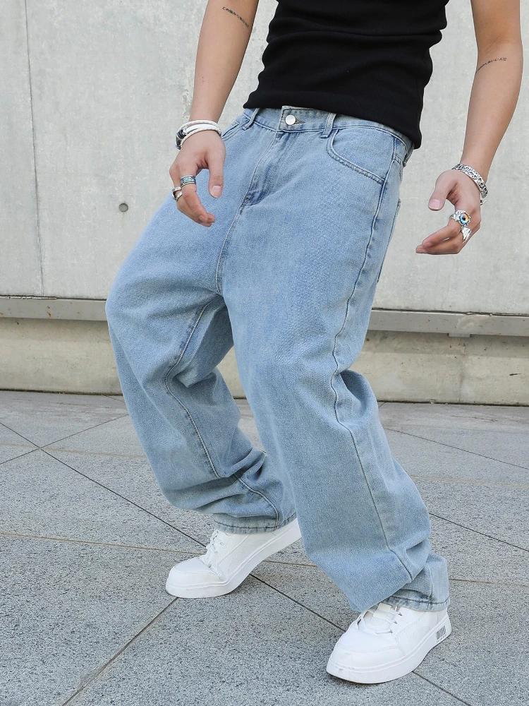 Jean Baggy à Jambes Larges pour Homme, Pantalon Surdimensionné, Droit, en Denim, Décontracté, Couleu