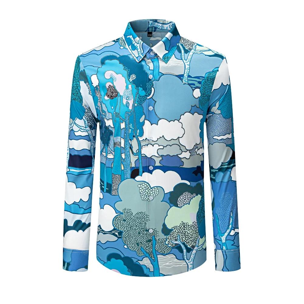 Chemise à manches longues pour hommes, imprimé artistique, mode Business, Social, formel, polyvalent