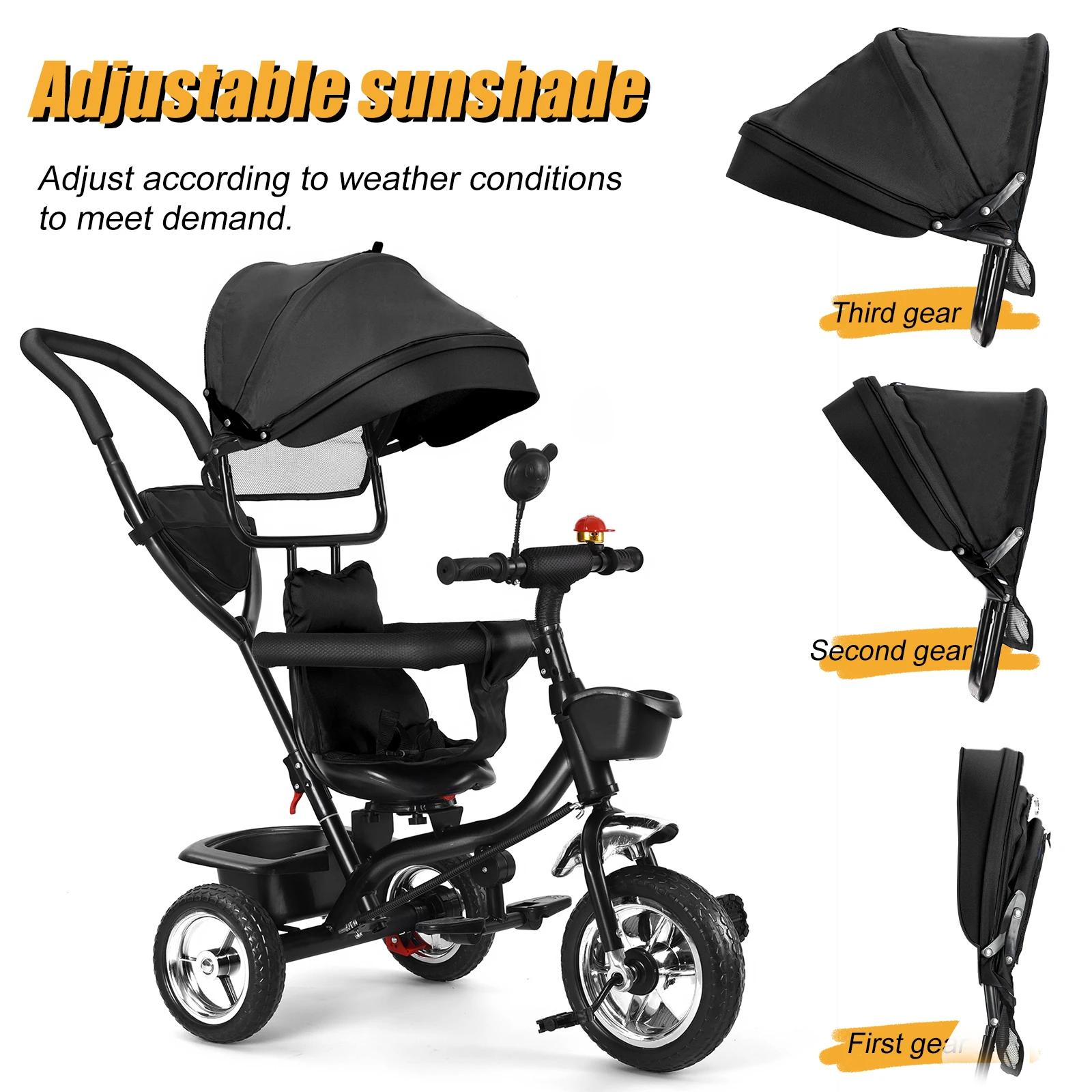 Tricycle bébé évolutif 1 à 5 ans, vélo pour les enfants plus âgés, siège réversible, grand panier et