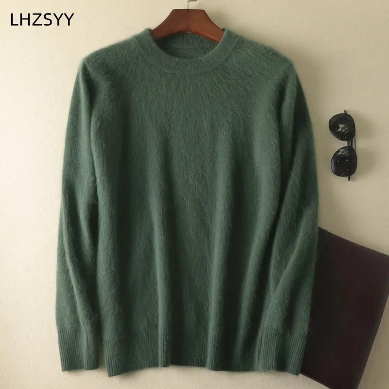 Pull en cachemire de vison pur pour hommes, col rond, tricot, grande taille, nouveaux hauts d'hiver,