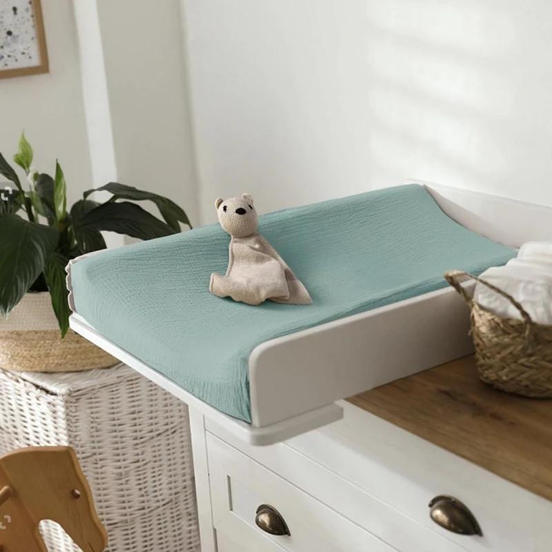 Housse de matelas à langer en mousseline pour bébé, 2 pièces, douce et respirante, en coton, pour Ta