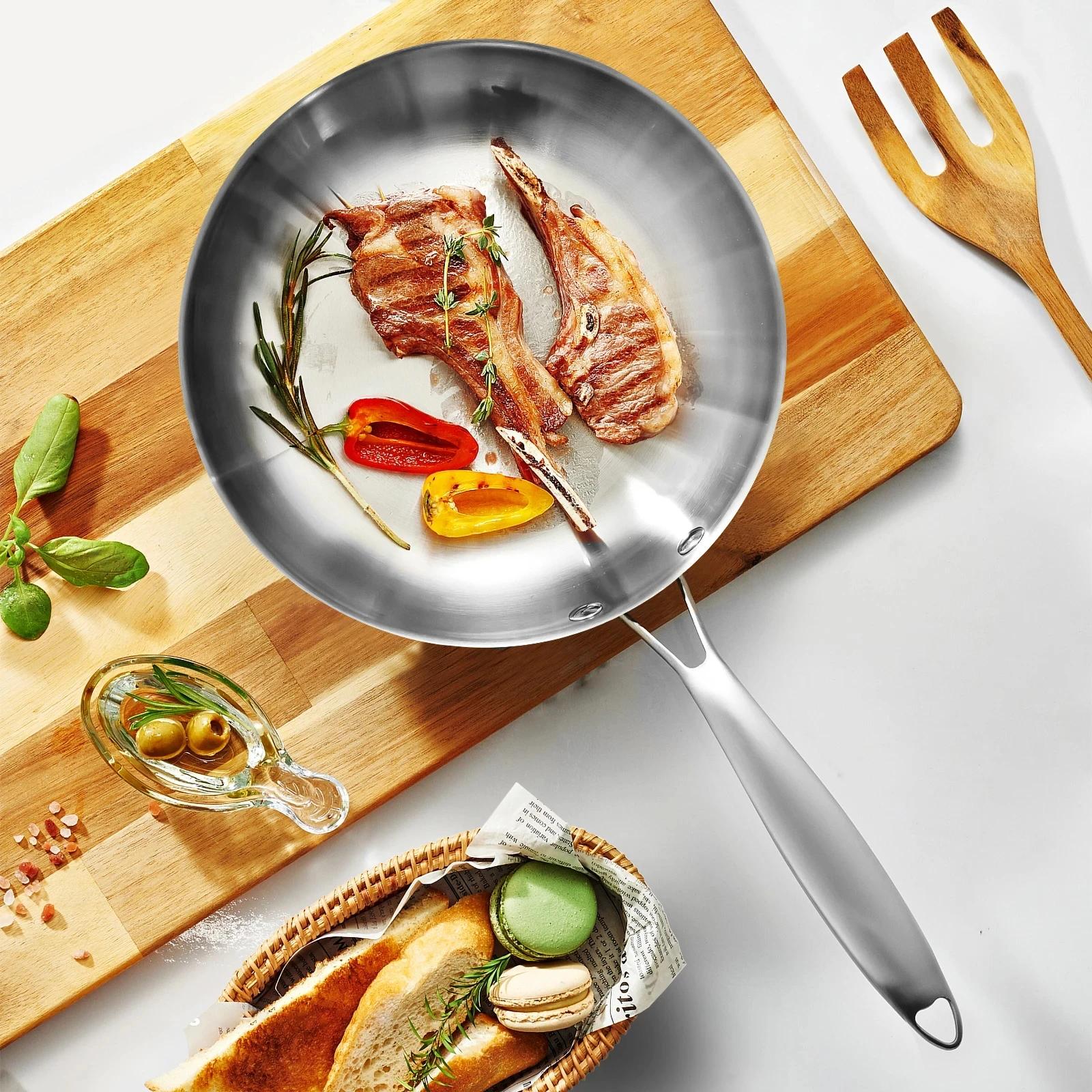 Poêle à frire antiadhésive en acier inoxydable 304, marmite à Steak frit, ustensiles de cuisine non 