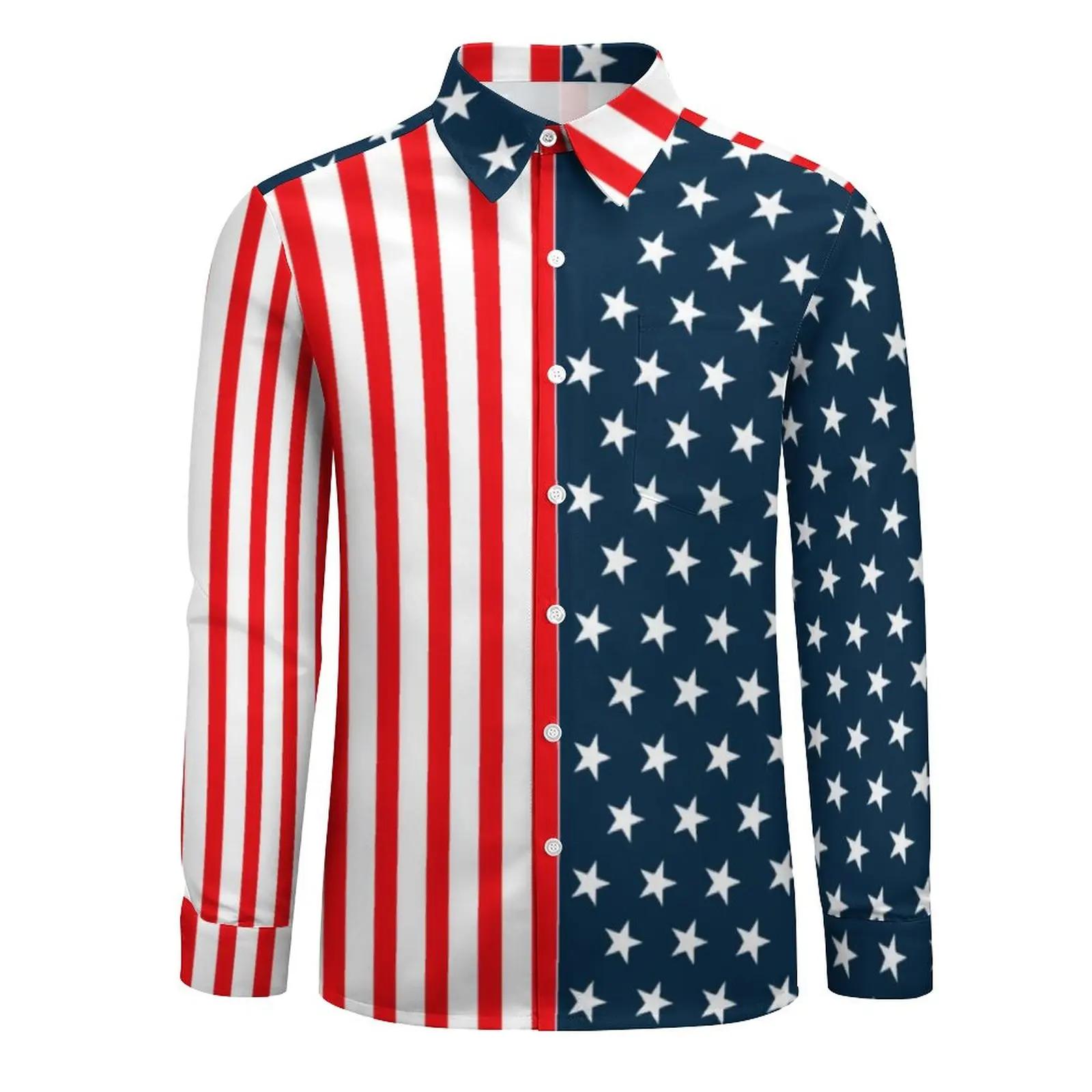 Chemise à manches longues rayée Star Feel pour hommes, imprimé en 3D, États-Unis, mode décontractée,