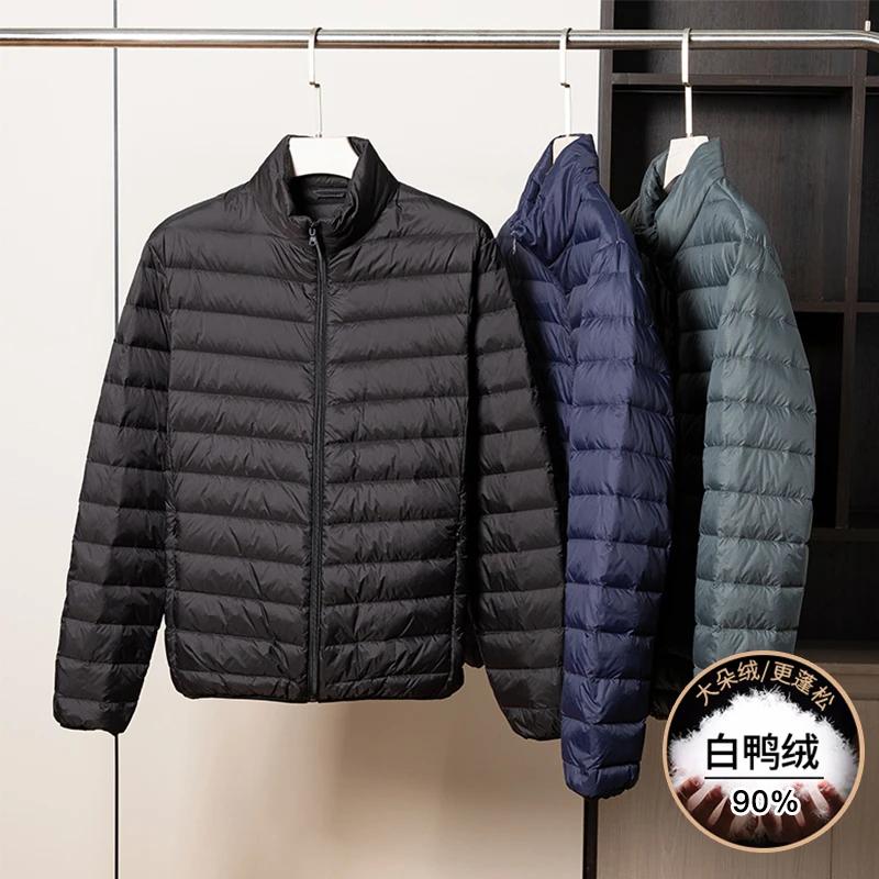 Doudoune légère à col montant pour homme, manteau chaud et à la mode, en duvet de canard blanc 90, a