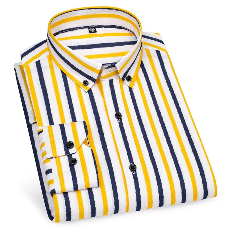 Chemise à manches longues pour hommes, décontractée, à rayures, sans repassage, de haute qualité, sl