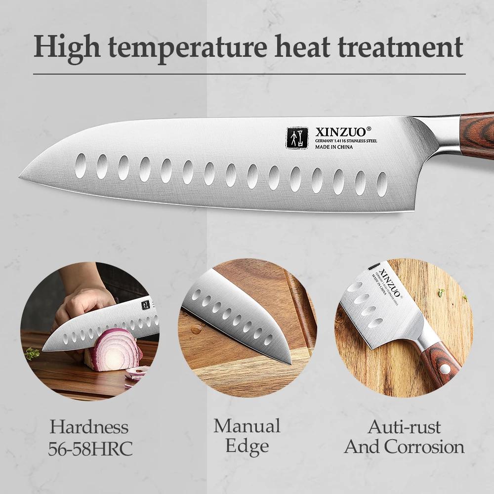 XINZUO couteau Santoku en acier inoxydable de haute qualité, 7.2 pouces, Din 1.4116, couteaux de cui
