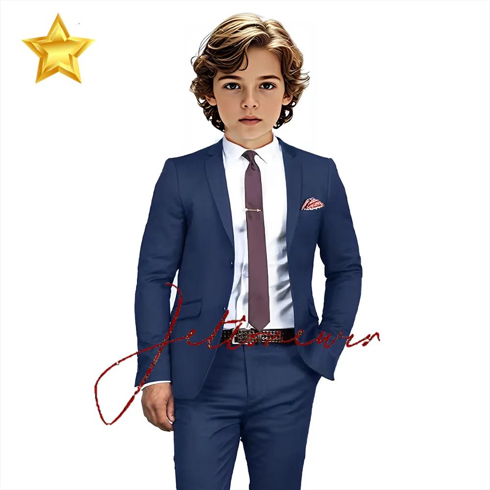 Costume élégant à simple boutonnage pour garçon, coupe formelle, personnalisé, décontracté, pour mar