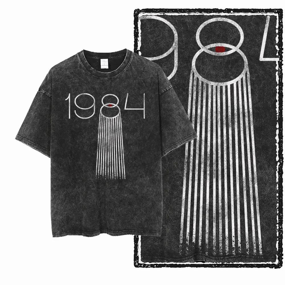 G02 exclusif 100% coton grande taille 1984 graphique hommes T-shirt |   T-shirt col rond pour hommes