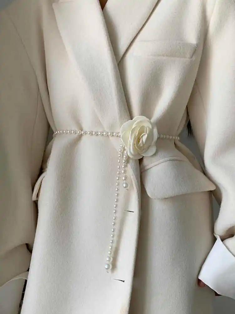 Ceinture de taille en perles pour femmes, 1 pièce, nouveau Style camélia, décorative, polyvalente, a