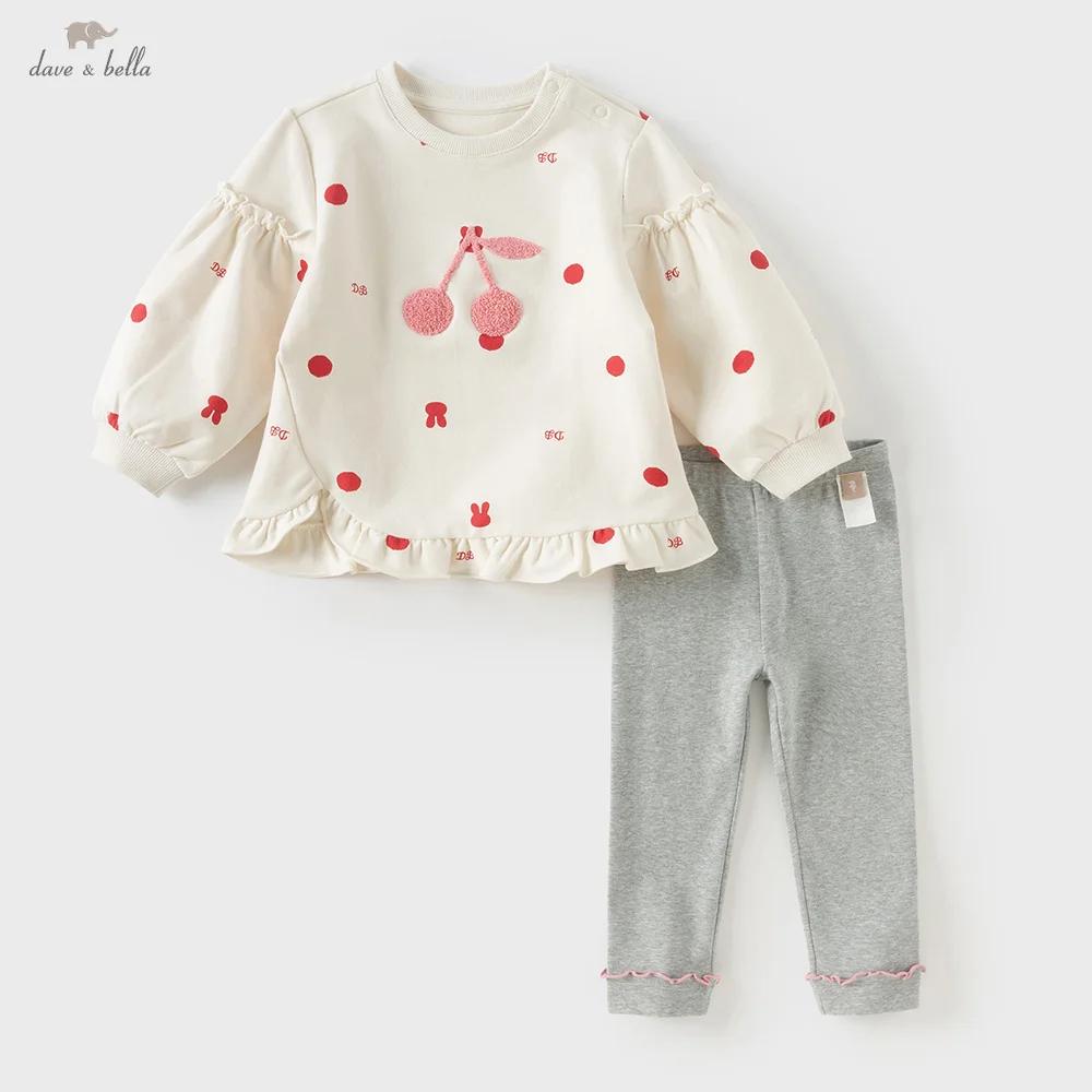 Dave Bella ensemble pantalon pour enfants filles Leggings à manches longues décontracté deux pièces 