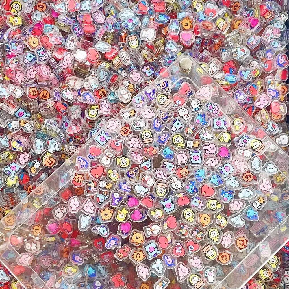 100 mini-plaques acryliques BT21 pour accessoires DIY, décoration, aimants de réfrigérateur mignons,