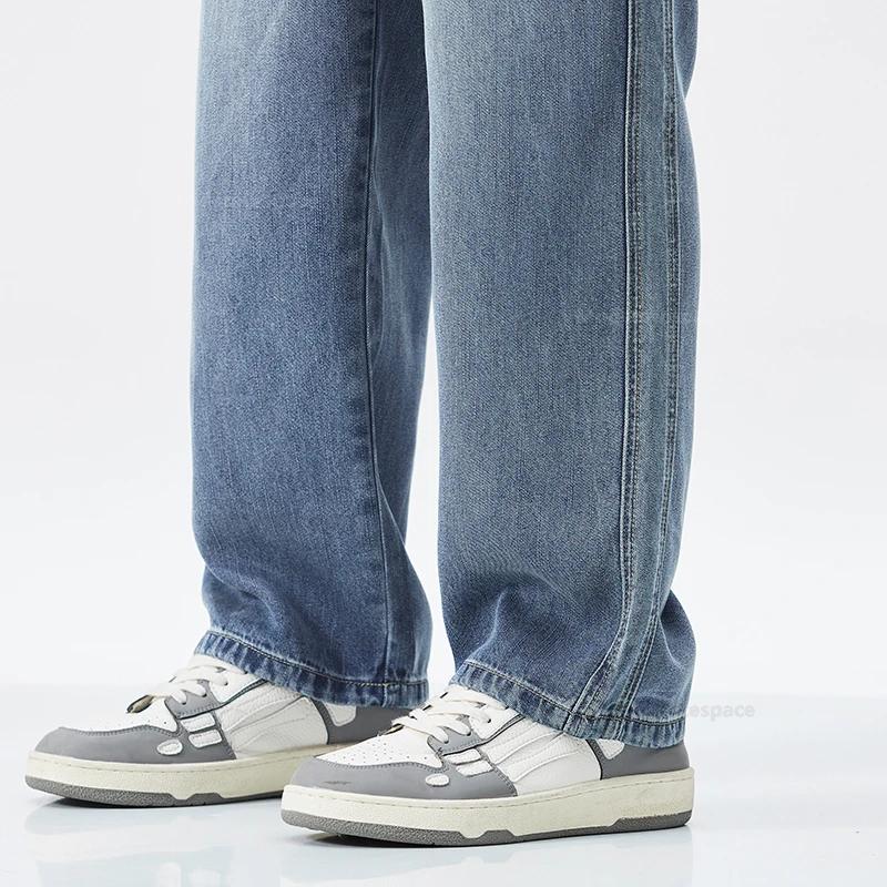 Jean de Haute Qualité en Tissu Lyocell pour Homme, Pantalon Large, Doux, Taille artificiel astique, 