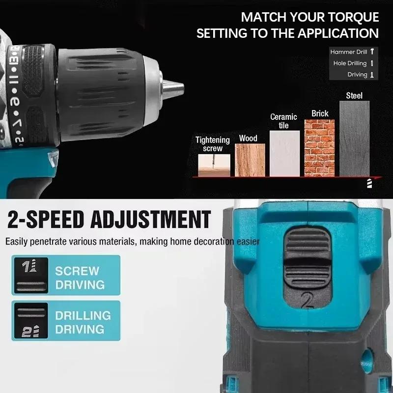 Makita DDF487 18V perceuse sans fil, tournevis à percussion, Kit d'outils électriques rechargeables 
