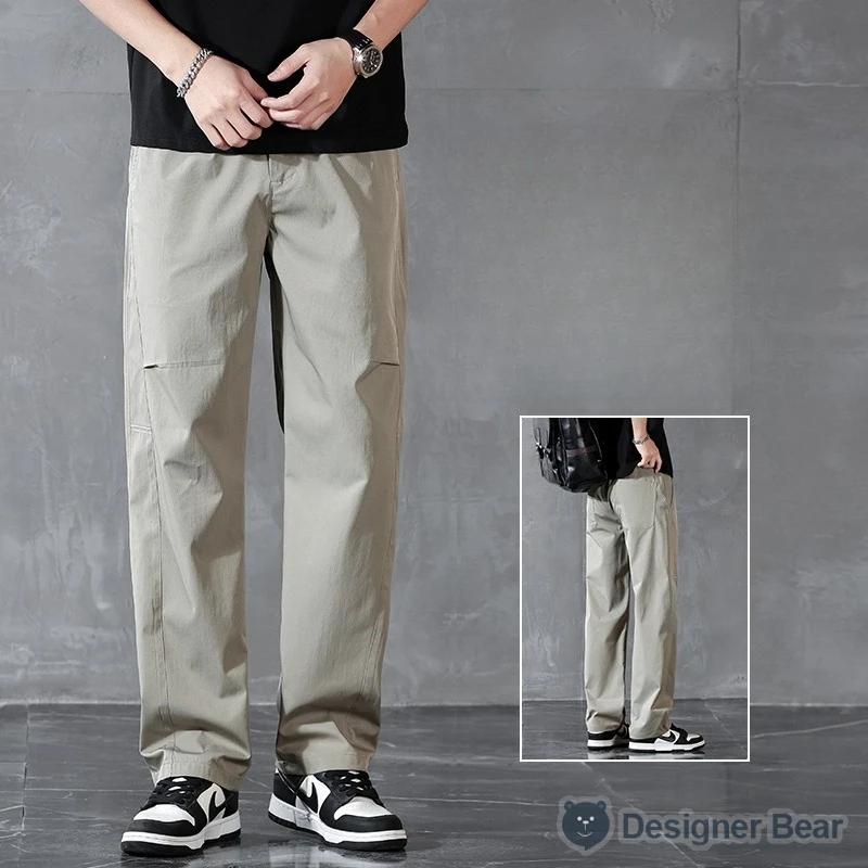 Pantalon long décontracté pour homme, coupe droite, taille élastique, couleur unie, idéal pour le pr