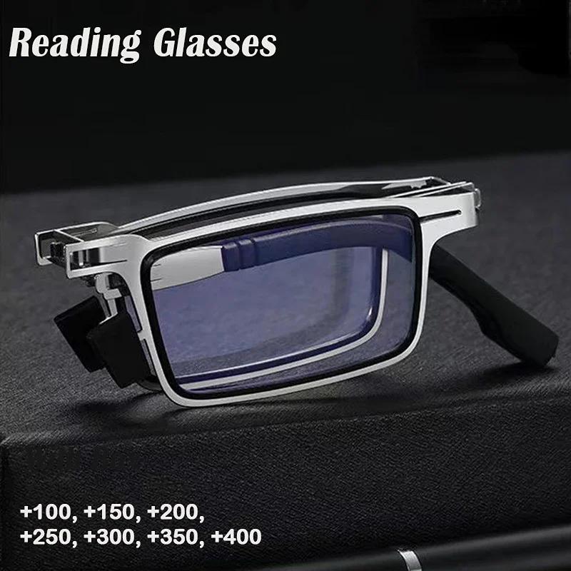 Lunettes de lecture pliantes rétro pour hommes/femmes, monture métallique, Anti-lumière bleue, avec 