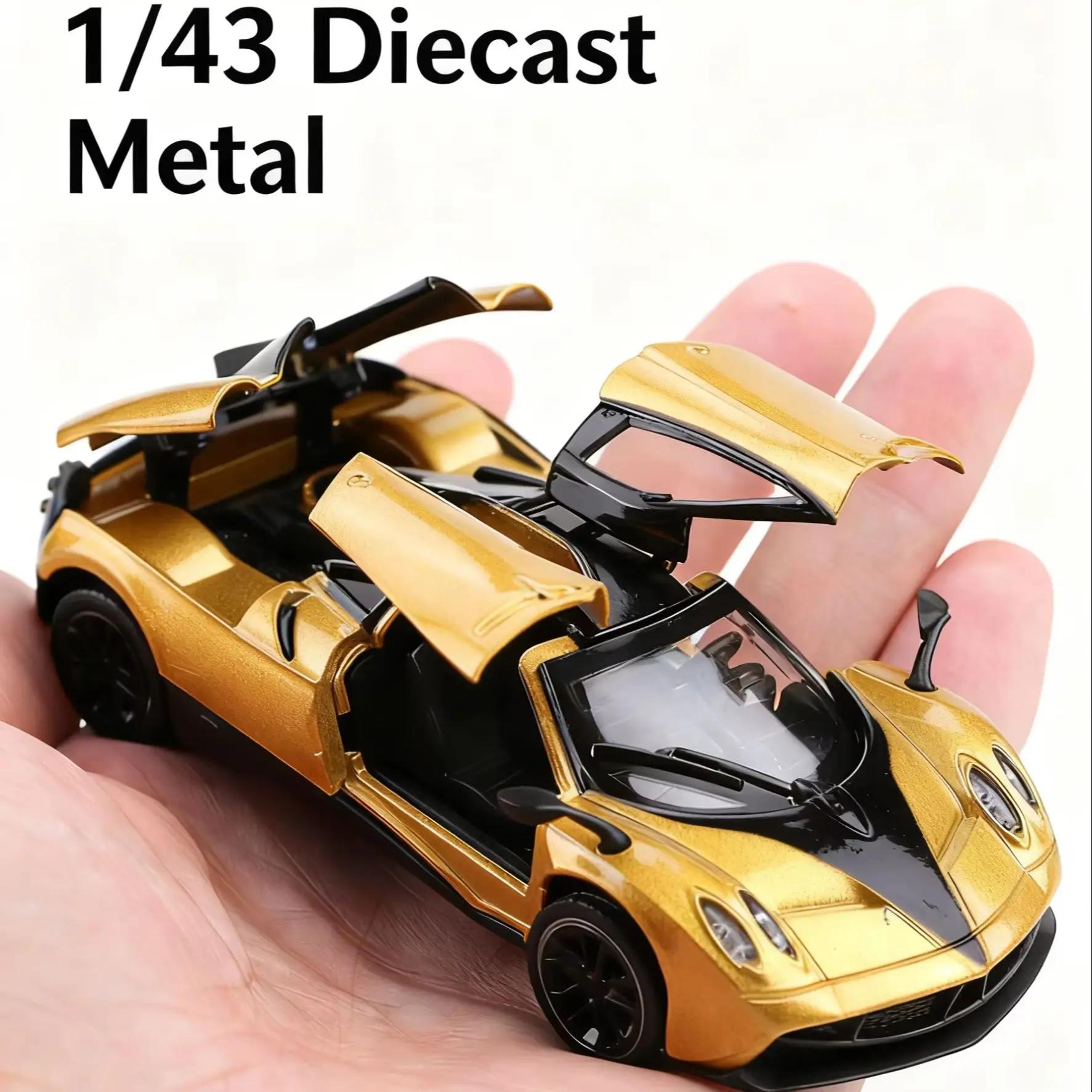 (Bagged) Voiture de course à rappel doré à l'échelle 1/43, métal moulé sous pression, trois portes q