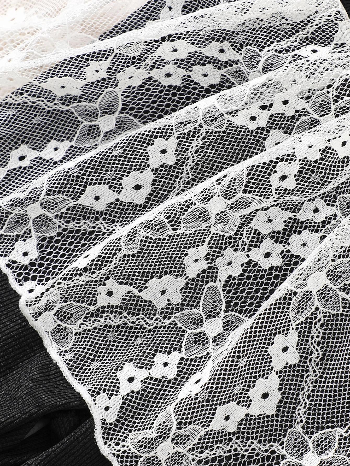 Pantalon évasé pour filles avec dentelle, 3-10 ans, en tissu côtelé confortable, printemps-automne, 