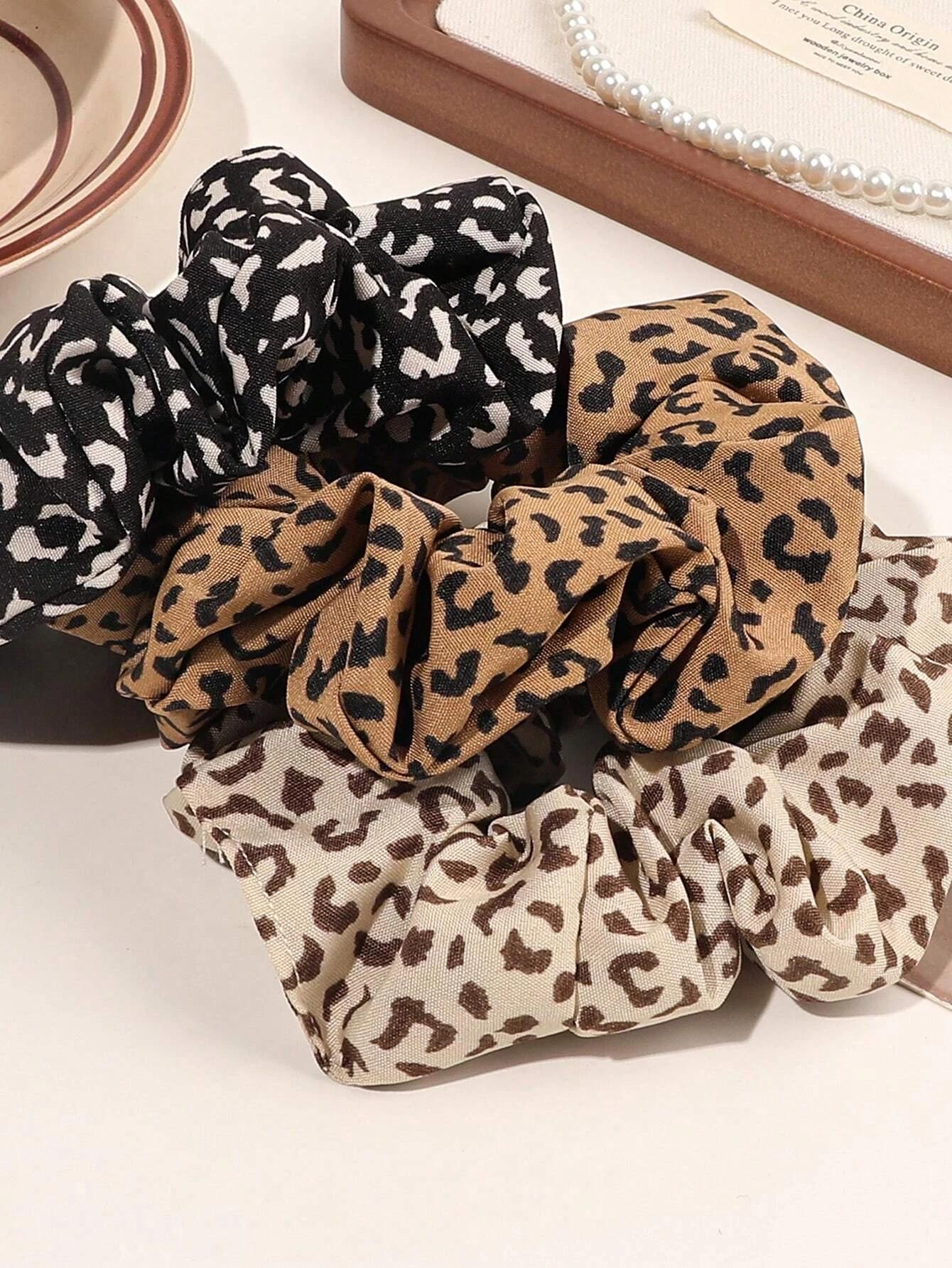 Chouchous pour cheveux en tissu imprimé léopard Vintage, 3 pièces, accessoires pour cheveux quotidie