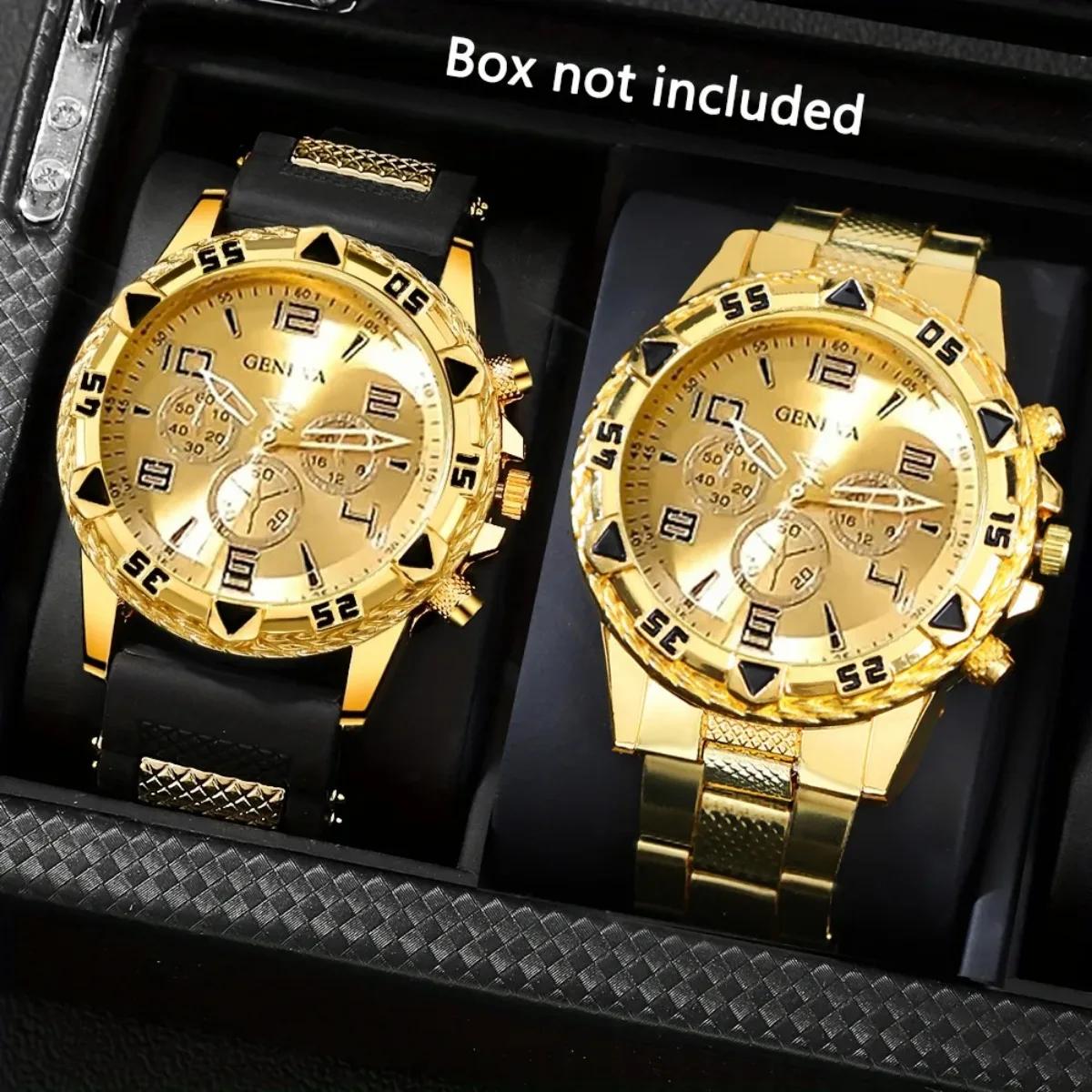 Ensemble de montres à Quartz pour hommes, 2 pièces, montres d'affaires à la mode, bracelet en Silico