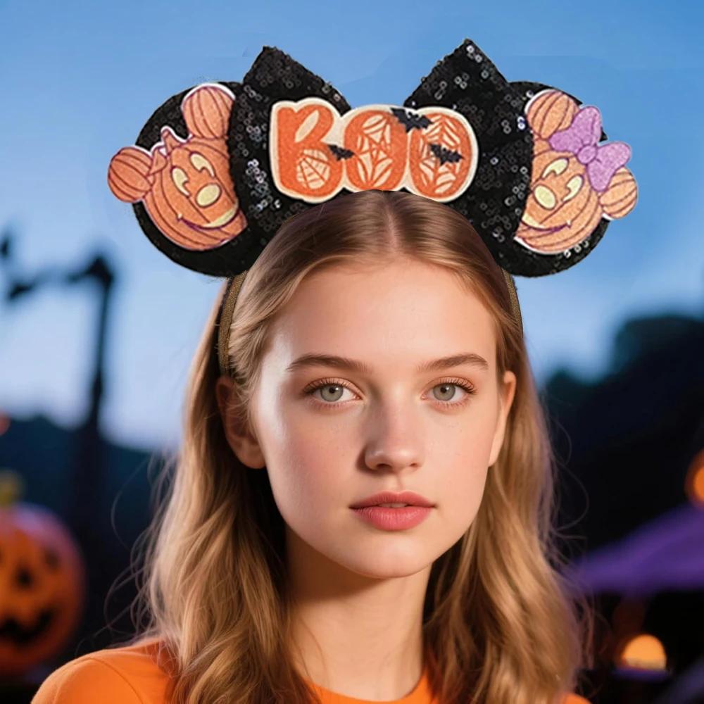 Bandeaux oreilles de Mickey Mouse avec nœud, bandeaux bonbons à paillettes pour Costume de Cosplay, 