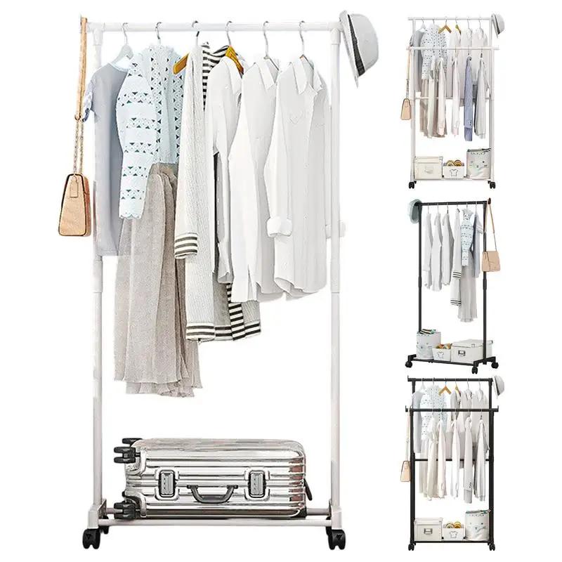 Cintre mobile à roulettes pour chambre à coucher, vêtements doubles, rapport Everthe, vêtements T1 a
