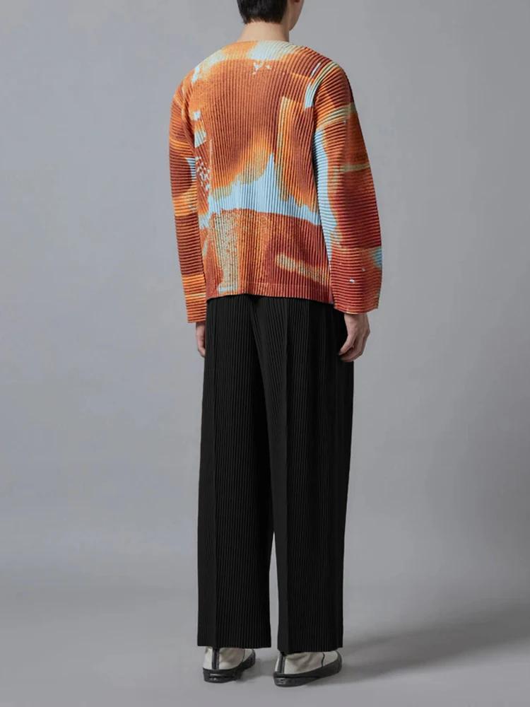 Nouveau pantalon large plissé Miyake pour homme, pantalon décontracté ample, pantalon long de rue