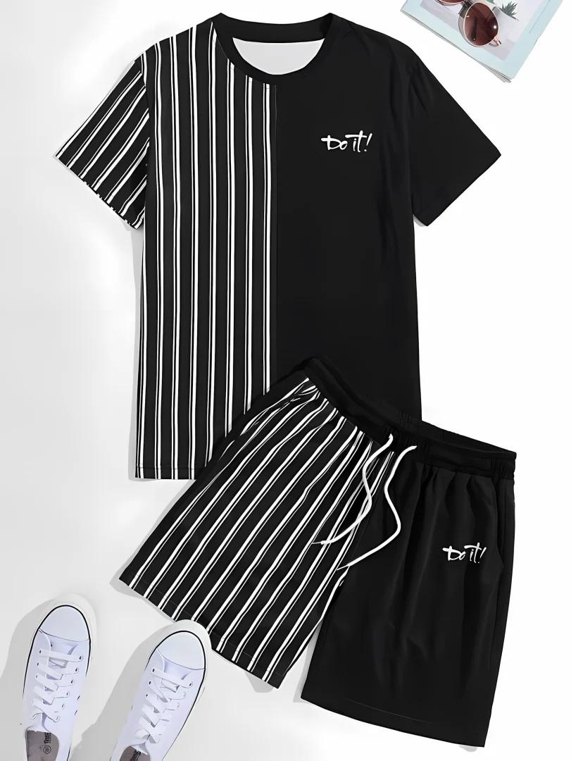 Ensemble T-shirt + short à la mode imprimé en 3D pour hommes, short à manches courtes à motif amusan