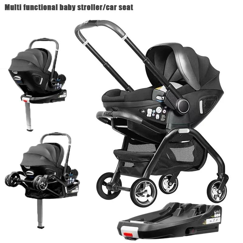 Poussette bébé 4-en-1 avec base ISOFIX, expédiée depuis l'UE, légère, portable, pour nouveau-né, 15 