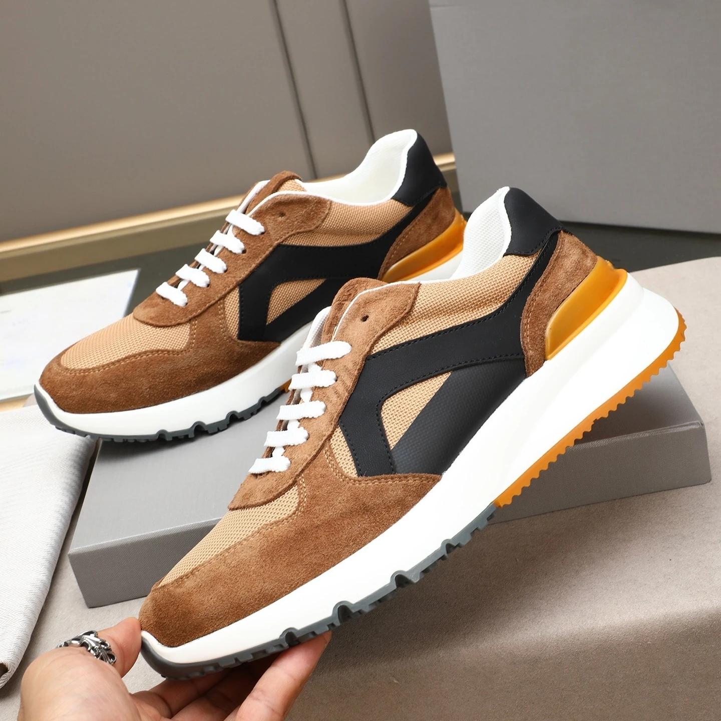 Cadeaux de Noël, chaussures pour hommes de marque de luxe, baskets décontractées faites à la main, e