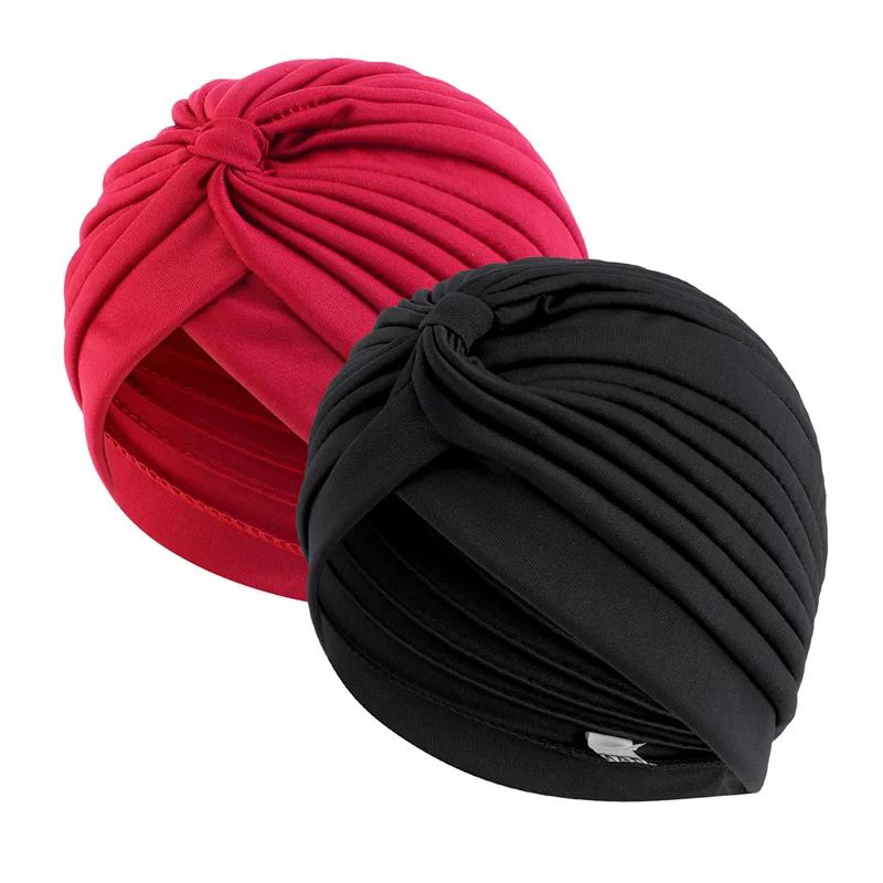 2 pièces/lot Turban extensible tête bonnet couverture torsadé plissé bandeau couleurs assorties couv