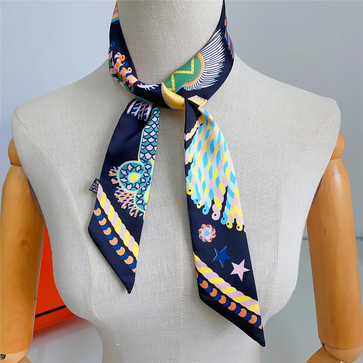 Marque Design sergé 100% Foulard en soie de luxe mode écharpe femmes Foulard maigre sac foulards nou