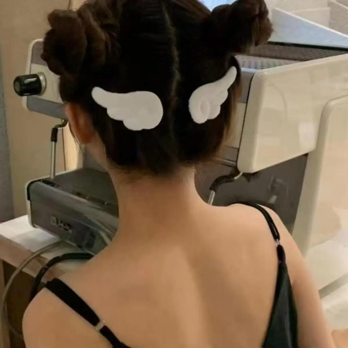 Pinces à cheveux en peluche aile d'ange pour fille, 2 pièces, épingle à cheveux mignonne, ornement S